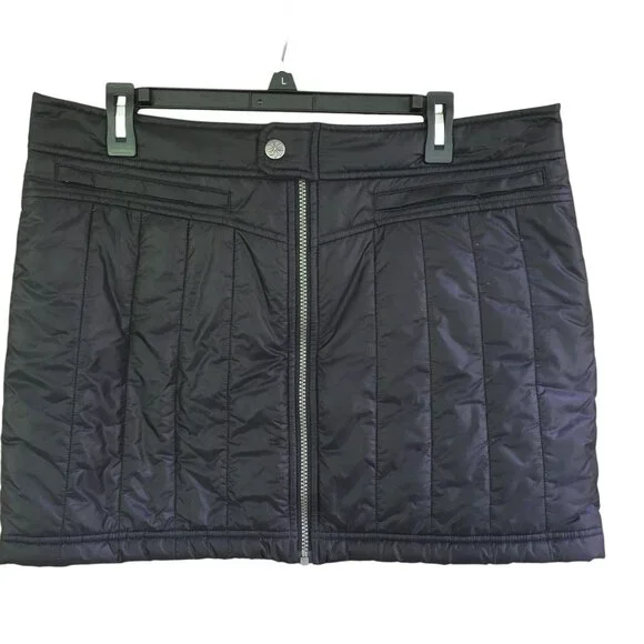 Athleta Toasty Buns Mini Skirt Women's Size 14 Black Quilted Puffer Insulated - Picture 1 of 12